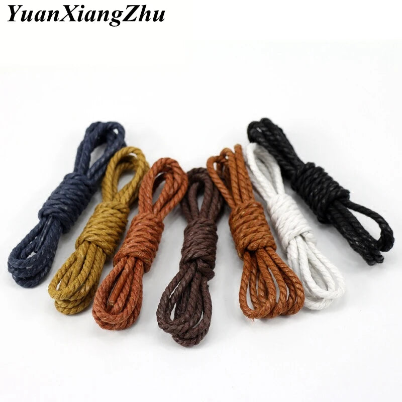 1Pair Casual Leather Shoelaces Waxed Round shoe laces Shoestring Martin Boots Sport Shoes Cord Ropes 60/90/120/150cm P4